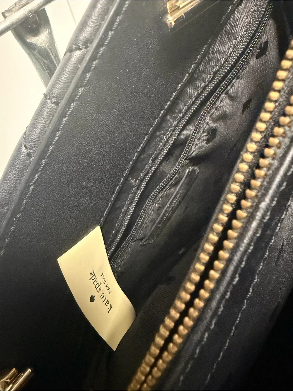 kate spade Black Quilted Leather Satchel with Gold Hardware